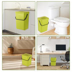 Kitchen Compost Bin, 3 Gallon Countertop Compost Bin with Lid, 12L Small Food Waste Bin for Kitchen, Wall Mount or Under Sink Compost Bucket, RV Trash Can - Green