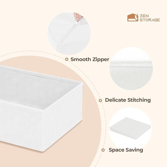 Sturdy Drawer Organizers (12-Pack) - Fabric Dresser Drawer Organizers & Dividers for Nursery Organization, Baby Organizers and Storage for Clothes, Socks & Underwear, White