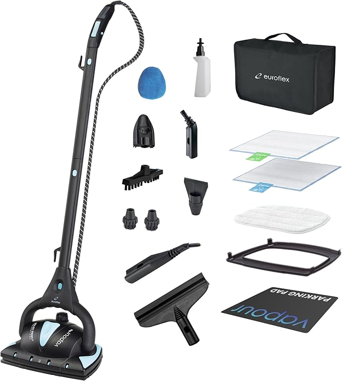 Euroflex Vapour Pro 20-Piece Steam Mop with Built-In All-in-One Portable Steam Cleaner; Ranked #1 by Good Housekeeping; 295°F & 50 PSI; Kills 99.9% Bacteria & Viruses (H1N1); 5-Year Warranty