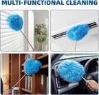 Ceiling Fan Cleaner Duster - Reusable Microfiber Ceiling Fan Blade Cleaner, Long Handle, Dust-Locking, Reusable, Bendable Head Attachment with Soft Grip for Ceiling Fan & High Furniture Surfaces