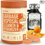 Garbage Disposal Cleaner and Deodorizer Tablets 24-Pack Citrus Foaming Tablets for Garbage Disposal, Kitchen Sink and Drain Cleaner, Lemon Orange Scent - Garburator, Disposer Freshener