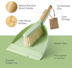 Dust Pan and Brush Set - Small Dustpan and Brush Set, Handheld Broom and Dustpan Set, Brush and Dust Pan Set for Car, Pet Care, Office, 14 x 8.7 inch, Green