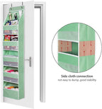 Univivi 6-Shelf Over Door Hanging Organizer Fabric Baby Door Storage with 5 Large Pockets and 3 Small PVC Pockets Wall Mount Hanging Storage Organizers for Baby Essential (Green)