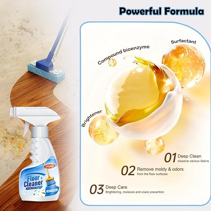 Multi-Purpose Floor Cleaner, 2 in 1 Cleaning and Maintanance Floor Cleaner, Strong and Deep Stain Removel, Remove Stains, Residue Free, Dry Fastly, Suitable for Wood/ Marble/ Ceramic Tile Flooring