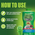 Green Gobbler Fruit Fly Killer+ - Kills Fruit Flies, Drain Flies & Sewer Flies, Gel Treatment for Use in Sinks & Pipes - Safe for Septic Systems, 32oz