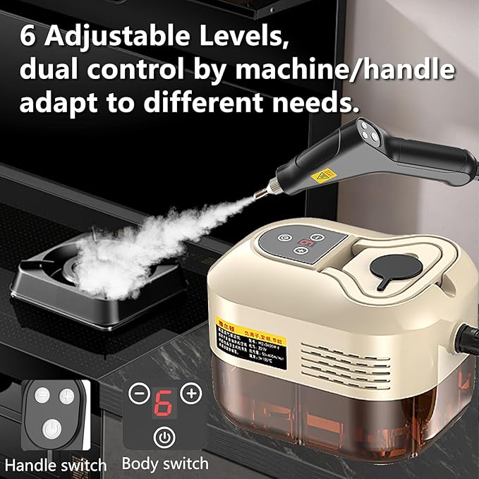 Handheld Steam Cleaner, Portable Steamer for Cleaning with 9pcs Accessories, 6-Level Adjustable Handle, 12s Heat-Up, 1200ml Tank, Steam Cleaner for Home,Dirt,Grout,Tile,Floor,Couch and Car (Khaki)