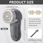 10 Pack Fabric Shaver and Lint Remover,Sweater Defuzzer with 20 Replaceable Blades,Fuzz Remover Furniture Sweater Shavers to Remove Pilling, Battery Operated, Gray