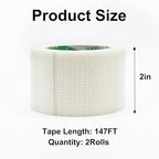 2Rolls Drywall Joint Tape, 2 Inch x 294FT, Self-Adhesive Drywall Mesh Patch for Crack Repair