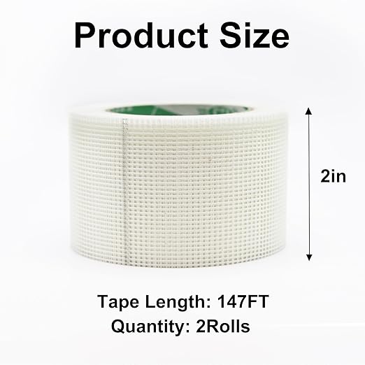 2Rolls Drywall Joint Tape, 2 Inch x 294FT, Self-Adhesive Drywall Mesh Patch for Crack Repair
