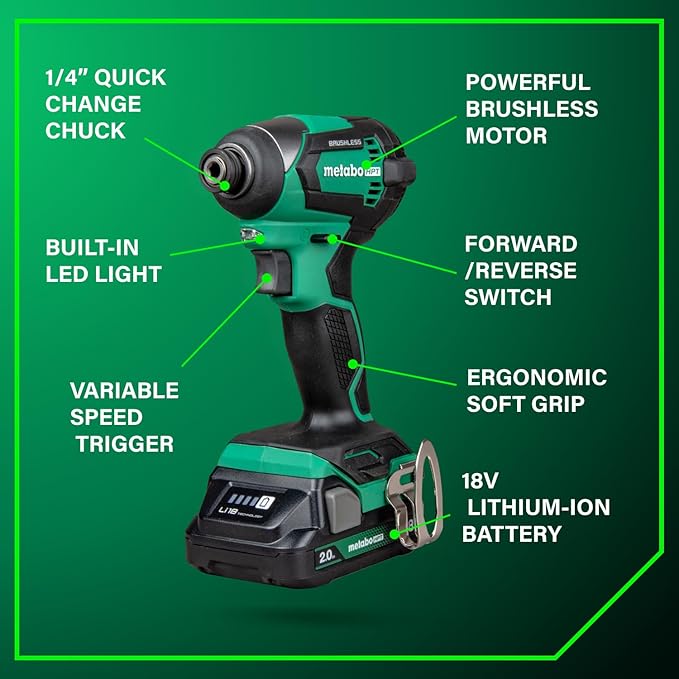 Metabo HPT 18V MultiVolt™ Cordless Driver Drill, Impact Driver, Reciprocating Saw, and Torchlight 4-Pc Combo Kit | Includes 2-18V 2.0Ah Batteries | Lifetime Tool Warranty | KC18DEX4