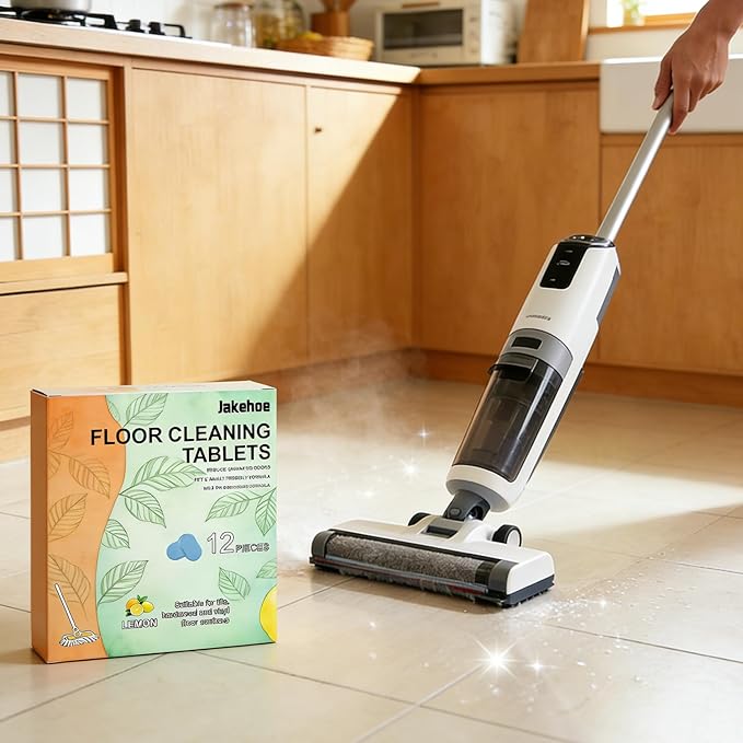 Floor Cleaner Tablets Hard Floor Cleaner Tablets, Deep Cleans for Multiple Hard Floors for Tile, Vinyl, Hardwood, Fresh Lemon Scent, Compatible with Robot Mops & Wet/Dry Vacuums(3PCS)