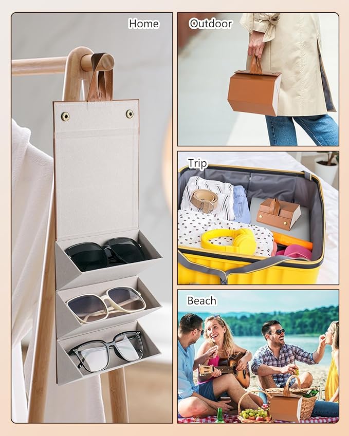 Sunglasses Travel Case,Foldable Eyeglasses Case, Portable Multiple Glasses Case for Women Men Girls