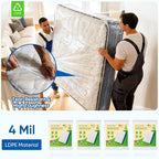TICONN 2PK Plastic Mattress Bag for Moving Storage, Waterproof Mattress Protector Cover, Heavy-Duty Mattress Moving Supplies (4 mil, Queen)
