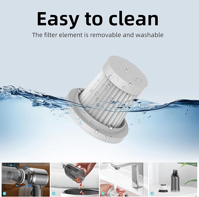 Handheld Vacuum Cordless, 3 Speed 28000Pa Brushless Motor Mini Car Vacuum Portable Cordless,Suitable for Home, Kitchens, Offices, Car, Pet Hair, Gray