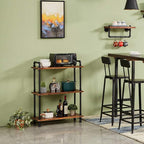 Industrial Bookshelf, 3 Tier Pipe Shelving, Industrial Pipe Shelf - Rustic Brown, 29.5" L x 11.8" W x 39" H