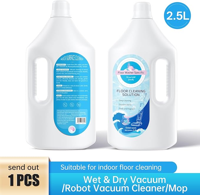 Floor Cleaning Solution Compatible With Tineco/Bissell/Dreame And Shark, Fragrance Deodorization, Deep Cleans for Multiple Hard Floors, Suitable With Cordless Wet/Dry (【Fresh Ocean】, 2.51 Liter)