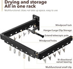 Wall Mounted Clothes Hanger, Aluminum Clothes Drying Rack, Space Saver, Retractable, Windproof Holes, with Clips