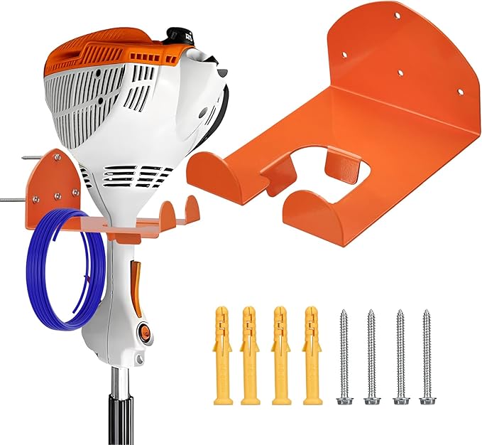 Garage & Garden Tool Hanger - 7" Heavy Duty Wall Mounted Trimmer Rack for Weed Eater, Holder for Grass Trimmer/Hedge Trimmer/Leaf Blower/Chainsaw, 1 Pack - Garage Storage Organization Solution