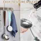 Stainless Steel Scrubber Dish Brush with Handle, Kitchen Steel Wool Pot Scrubber Metal Scrubber Dish Scrub Brush, Steel Scrubbers for Cleaning Dishes Pots, Pans, Grills, Sinks, Dishwashing Supplies