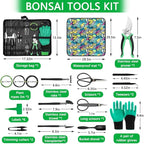 Bonsai Tool Kit - Bonsai Tools Set with PU Leather Bag for Beginners | Gardening Gifts for Women & Parents (22 Pcs with Repotting Mat)