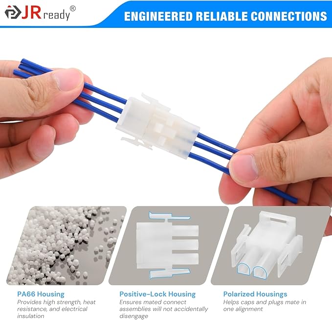 JRready ST6557 MLX 13.5A Connector Kit Crimper Pin Extraction Tool 2 3 6 Pin Power Connectors Male Female 14-20AWG Crimp Terminals Automotive Electrical Molex .084” Wire Connectors 6.35mm Pitch