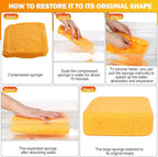 Tioncy 24 Pcs Large Sponges Bulk 7.5 x 5.5 x 1.9 Inch Grouting Car Wash Foam Cleaning and Washing Sponge Commercial Foam Large All Purpose for Cleaning Dishes Car Tile Bike (Yellow)
