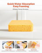VEVOR 6-Pack Non-Scratch Cleaning Sponges, Dish Scrubber Sponges for Kitchen, Bathroom, Tiles, Marble and Glass Surfaces, Large Household Scrubbing Sponges