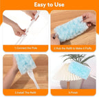 50 PCS Disposable Dusters Refills Compatible with Swiffer, Blue Bulk Heavy Duty Duster,Multisurface 360 Degree Replacement Head for Dusting with 1 Handle