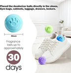 SCENTORINI Shoe Deodorizer Balls, 12 Pack Sneaker Deodorizer Balls, Odor Eliminator for Smell Shoes, Long Lasting Shoe Freshener for Gym Bags, Drawers and Small Spaces