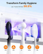 Bitvae Toothbrush Holder, Cleaning and Fast Drying, 5 Toothbrush Slots or Shaver Slot Accessories for Family, LED Smart Screen, Wall Mounted Holders for Bathrooms