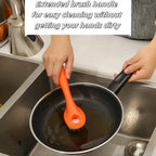 Dish Brush with Handle, Dish Scrubber Brush Set with Built-in Scraper Flush Hole Design Nylon Bristles Safe for Non-Stick & Coated Cookware,Kitchen Brushes for Dishes,Pots, Pans and Sinks (Orange)