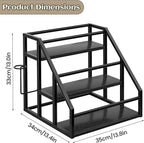 Coffee Syrup Rack Organizer, Spice Racks, Syrup Bottle Holder Stand for Coffee Bar, 3-Tier 12 Bottles Storage Shelves for Syrup, Wine, Dressing for Kitchen Countertop, Black