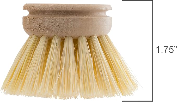 REDECKER Replacement Head for Dish Brush, 1-5/8-inch, Set of 2, 100% Natural Tampico Fiber and Untreated Beechwood, Made in Germany - Natural Dish Brush Replacement Heads