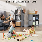 Mavivegue Book Shelf, 16 Cube Storage Organizer, DIY Bookcase, Metal Cube Bookshelf,Tall Book case for Bedroom, Living Room,Office,Closet Storage Organizer, Grey Cubicle Storage Rack