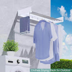 Wall Mounted Laundry Rack, Collapsible Clothes & Towel Drying Rack for Indoor & Outdoor, 60 lb Capacity, 31.5' Wide, 13.5 Linear Ft, White