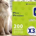 Dr.Easy LINT & HAIR REMOVER Pet HUGESHEETS with 3X Dryer Sheets, Free & Clean, 200 Count,PLANT&MINERAL-BASED FORMULA