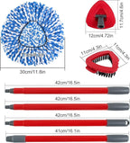 Spin Mop Handle,Mop Head,Base and Brush for OCedar RinseClean 2 Tank System,Include 2 Microfiber Spin Mop Replacement Head,4 Section 30-58" Iron Mop Handle,1 Base and 1 Scrub Brush for Floor Cleaning