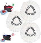 Easywring 1-Tank System,Mop Replacement Heads for O-Ceda Mop Replace Head, Spin Mop Heads Replacements, Microfiber Spin Mop Refills, Easy Cleaning Mop Head Replacement (White-3pcs)