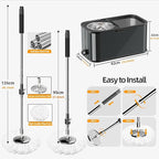 Spin Mop and Bucket with Wringer Set for Home,360° Mop and Bucket with Separate Clean and Dirty Water,Wet Dust Mop for Floor Cleaning with Extra Refills (Black)