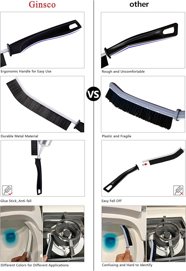 2Pcs Hard Bristle Crevice Cleaning Brush, Ginsco Multifunctional Crevice Cleaning Tools for Household Use, Gap Cleaning Brush Thin Brush Grout Cleaner Brush Small Brush for Window Kitchen Bathroom