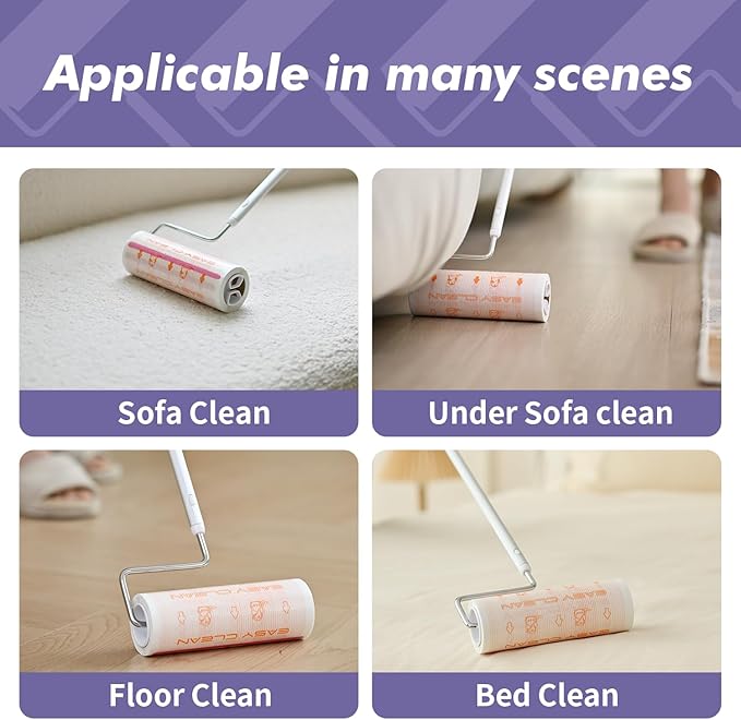 Large Lint Rollers for Pet Hair Extra Sticky for Floor, Carpet and Couch, with 3.5-Foot Adjust Handle and 100 Sheets 8X Adhesion