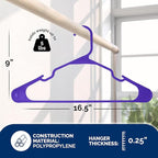 Closetselect Plastic Hangers 50 Pack - Space Saving Clothes Hangers, Made in USA, Durable & Strong Plastic Shirt & Coat Hanger with Notches & Shoulder Grooves, Non-Slip Clothing Hangers | Dark Grape