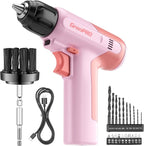 Cordless Drill, 7.2V Power Drill Set with 23pcs Acessories, 3/8" Keyless Chuck, Built-in LED, Type-C Charge Cable, Cleaning Brush Head, Pink Electric Screwdriver for Women
