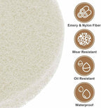 HARFINGTON 16pcs Scrubber Scouring Pads 450 Grits 3 Inch Drill Power Brush Hoop and Loop Surface Conditioning Disc Drill Scuffing Disc Scrub Pads for Home Kitchen Cleaning, White