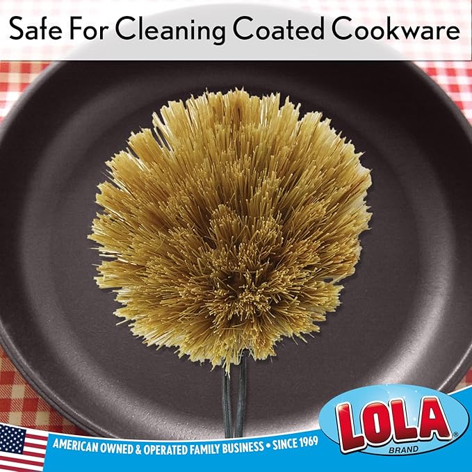 Lola Products Replacement Large Head for The Original Tampico Vegetable & Dish Brush, Birchwood & Poly Bristles, Reusable & Washable, 1 Pack