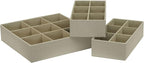 Household Essentials 3 Piece Drawer Organizers Starter Set, Customizable Inserts, Large Tray and 2 Small Trays, Cream