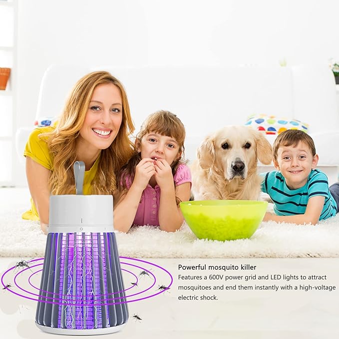 Bug Zapper Outdoor,Electric Mosquito Zapper Portable Camp Mosquito Killer,Rechargeable Indoor Fly Zapper,Electric Fly Zapper,Fly Traps,Flying Insects Zapper Indoor Outdoor (Grey)