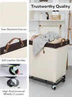 StorageWorks 320L Laundry Basket with Wheels, Extra Large Rolling Hampers for Clothing Organizer, Dirty Clothes Basket for Hotel, Home, Closet, Dorm, Beige