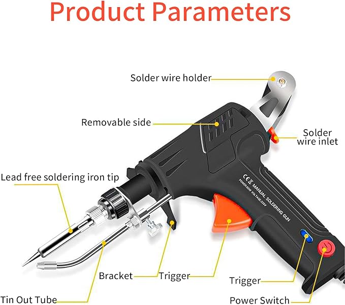 Soldering Iron Kit, 60W Soldering Gun Automatic Hand-held Solder Gun Iron Kit Welding Tool, 110V Automatic Welding Gun, for Electronic Repair, Home appliance repair, DIY