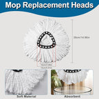 6 Pack Mop Heads Replacements, Compatible with O Cedar Easywring 1-Tank System Easy Wrin Spin Mops, Triangle Swivel Microfiber Mops, Washable & Easy to Replace